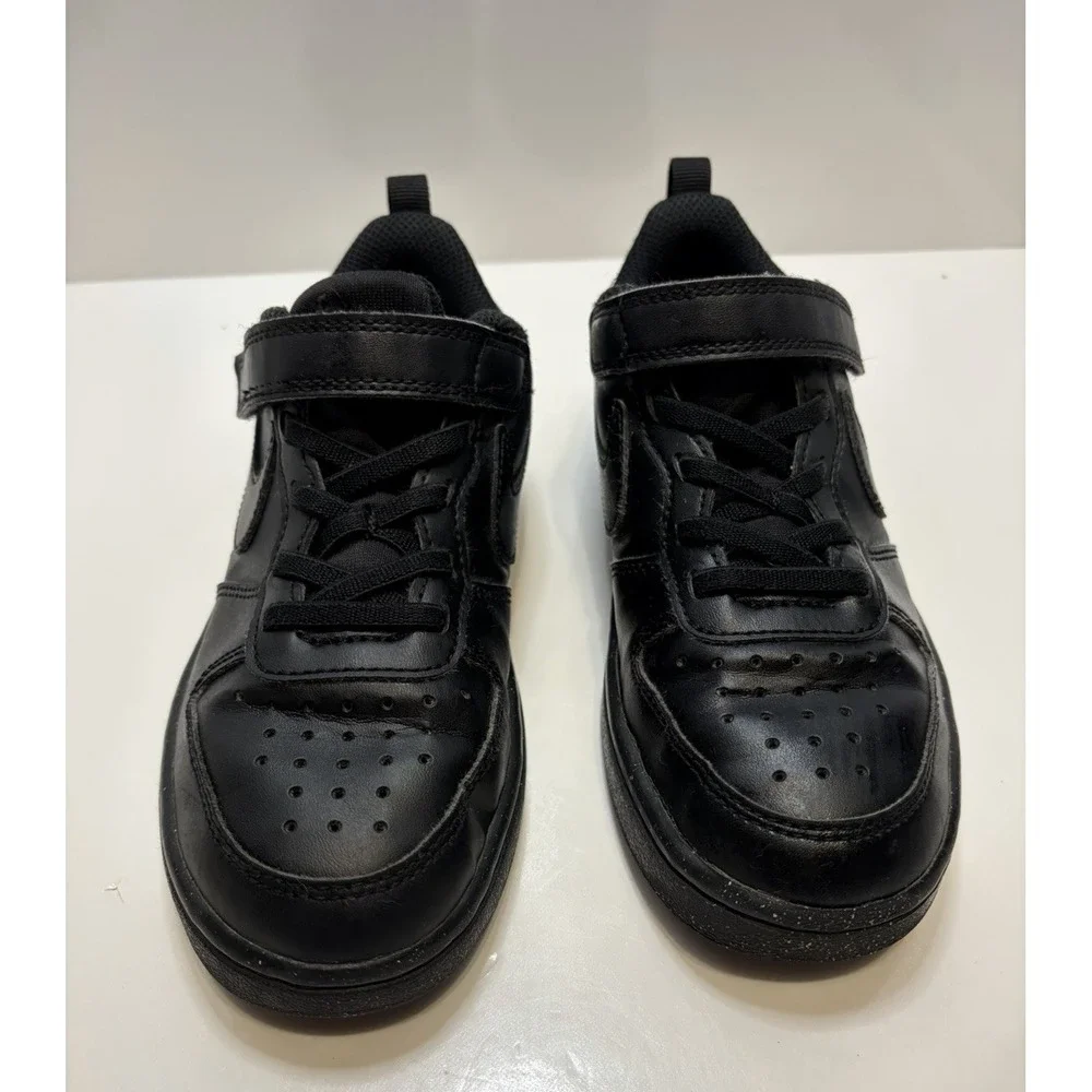 Nike Court Borough Shoes Youth 1Y Black Hook & Loop Strap Sneakers DV5457-002 - Picture 4 of 11